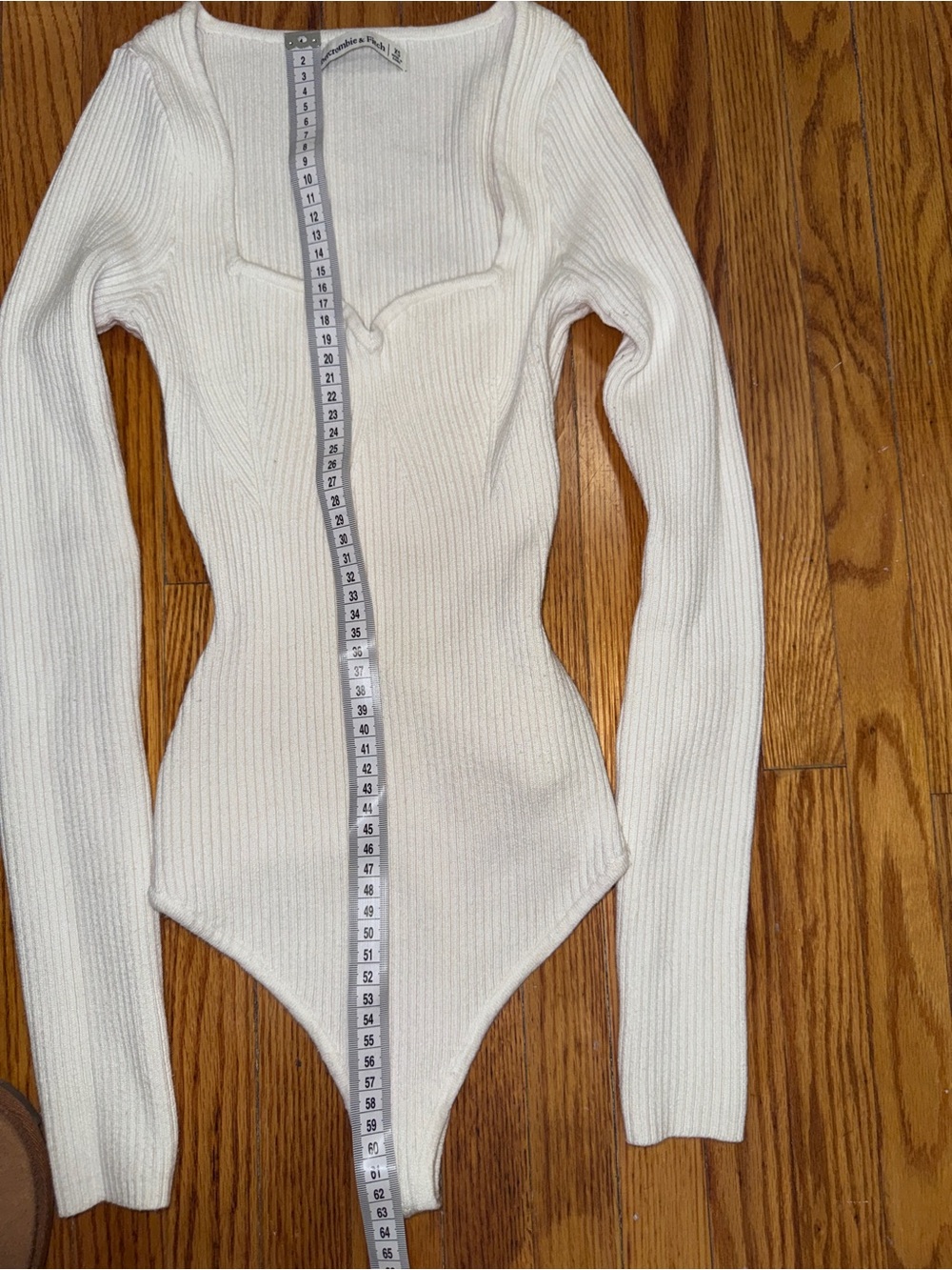 Abercrombie Sweetheart Neck Ribbed Sweater Bodysuit XS Soft Stretch - Picture 4 of 7